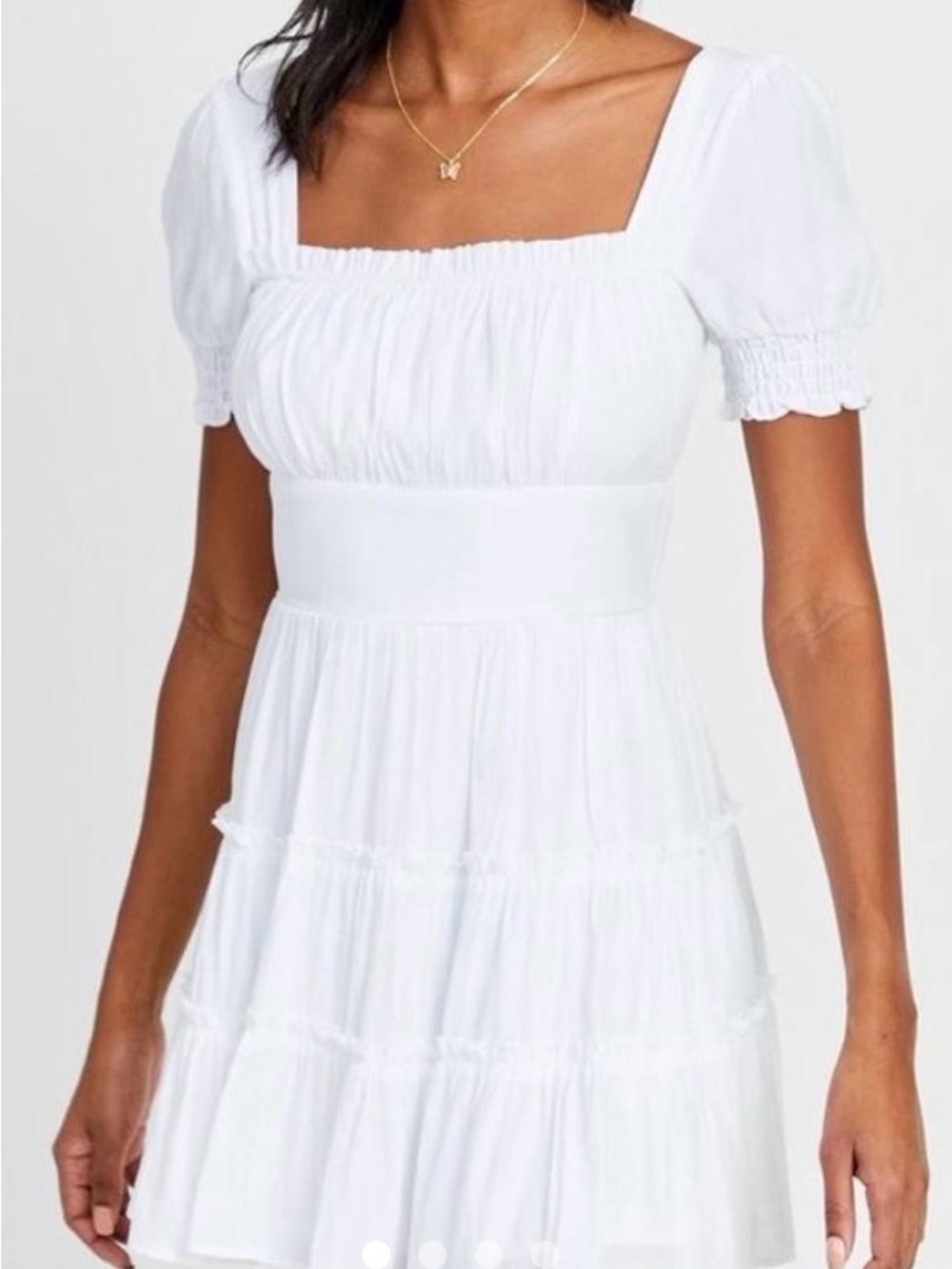Altar'd State White Square-Neck Tiered Mini Dress